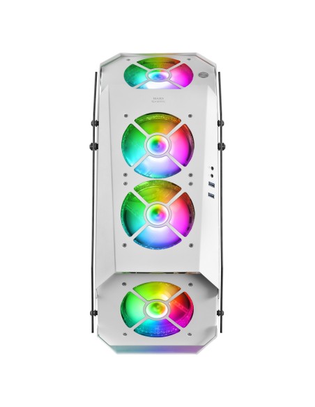 Mars Gaming MC51W, Caja PC Gaming ATX, Doble Cristal Templado, 5x Ventilador RGB 12cm, Blanco