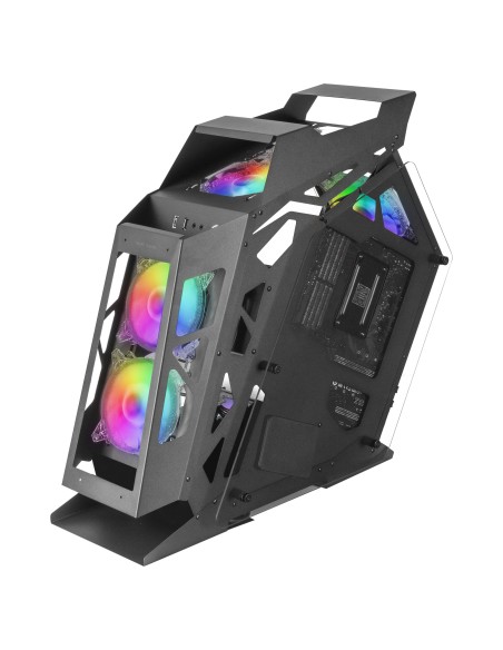 Mars Gaming MC61, Caja PC Gaming Compacta Micro-ATX, 4 Ventiladores 12cm, ARGB Chroma, Doble Ventana Cristal Templado, Negro