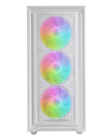 Mars Gaming MC-AIR, Caja Gaming ATX, 4x Ventiladores FRGB Rainbow 120mm, Panel Frontal Mesh, Ventana Lateral Completa Cristal