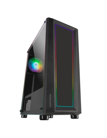 Mars Gaming MC-ART Negro, Caja PC Gaming ATX, Doble Cristal Templado Dibujable, ARGB 12 Modos, Ventilador 12cm