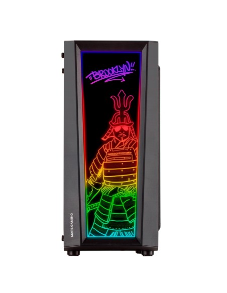 Mars Gaming MC-ART Negro, Caja PC Gaming ATX, Doble Cristal Templado Dibujable, ARGB 12 Modos, Ventilador 12cm