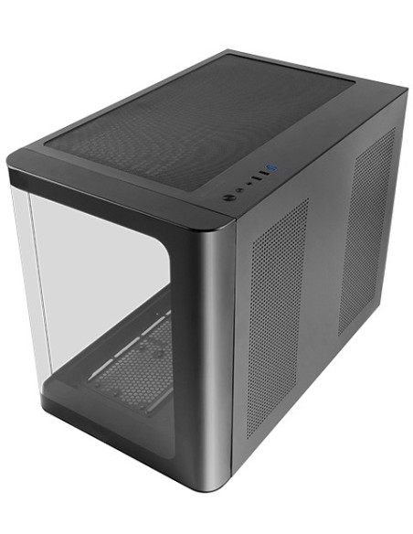 Mars Gaming MC-FUSIONM, Caja Gaming Micro-ATX, Ventana Lateral y Frontal Curvo de Cristal Templado Continuo, Minitorre PC Doble