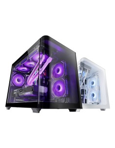 Mars Gaming MC-FUSIONM, Caja Gaming Micro-ATX, Ventana Lateral y Frontal Curvo de Cristal Templado Continuo, Minitorre PC Doble 2