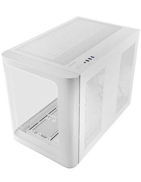 Mars Gaming MC-FUSIONM, Caja Gaming Micro-ATX, Ventana Lateral y Frontal Curvo de Cristal Templado Continuo, Minitorre PC Doble