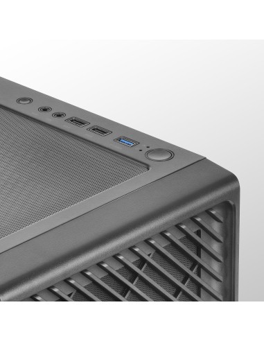 Mars Gaming MC-F, Semitorre Gaming ATX, Ventana Completa Cristal Templado, Frontal Metal-Mesh, 4X Ventiladores ARGB 120mm, Negro