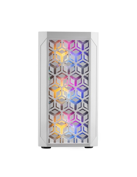 Mars Gaming MCMESHW Blanco, Caja PC Gaming, Micro ATX, Diseño Mesh Total, 3x Ventilador FRGB