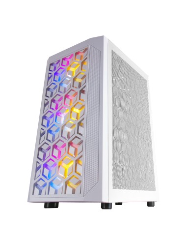 Mars Gaming MCMESHW Blanco, Caja PC Gaming, Micro ATX, Diseño Mesh Total, 3x Ventilador FRGB