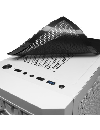 Mars Gaming MCMESHW Blanco, Caja PC Gaming, Micro ATX, Diseño Mesh Total, 3x Ventilador FRGB