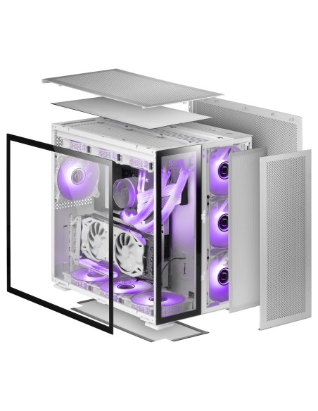Mars Gaming MC-Nova, Torre Gaming Custom XXL E-ATX Aluminio, Doble Ventana Completa Cristal Templado, Estructura Modular Doble