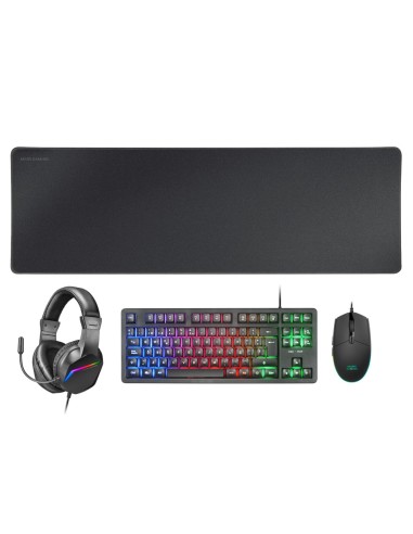 Mars Gaming MCP-RGB3, Pack Gaming Teclado Fixed RGB + Ratón Gaming RGB Flow 3200 DPI + Auriculares Over-Ear RGB + Alfombrilla