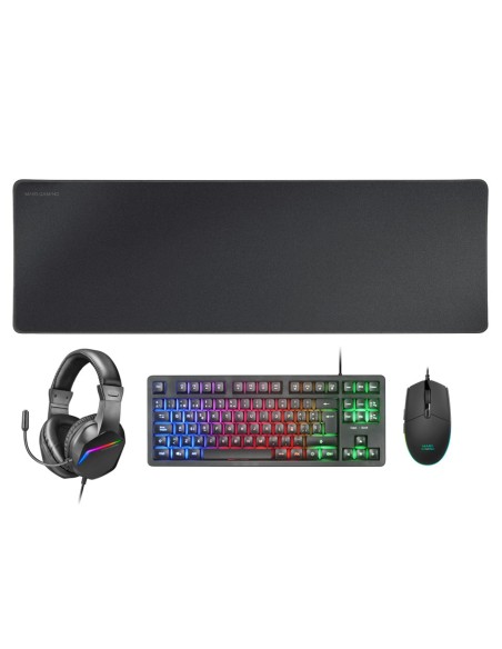 Mars Gaming MCP-RGB3, Pack Gaming Teclado Fixed RGB + Ratón Gaming RGB Flow 3200 DPI + Auriculares Over-Ear RGB + Alfombrilla