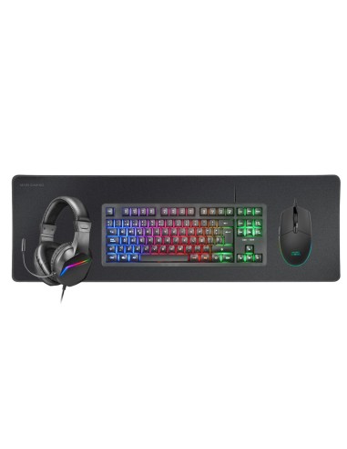 Mars Gaming MCP-RGB3, Pack Gaming Teclado Fixed RGB + Ratón Gaming RGB Flow 3200 DPI + Auriculares Over-Ear RGB + Alfombrilla