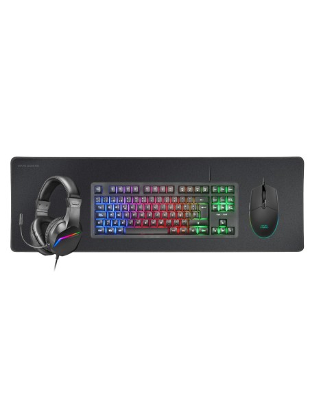 Mars Gaming MCP-RGB3, Pack Gaming Teclado Fixed RGB + Ratón Gaming RGB Flow 3200 DPI + Auriculares Over-Ear RGB + Alfombrilla