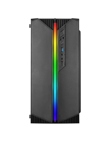 Mars Gaming MC-S1 Negro, Caja PC Compacta Gaming Micro-ATX, Iluminación ARGB 12 Modos, Ventilador FRGB, Ventana Lateral Completa