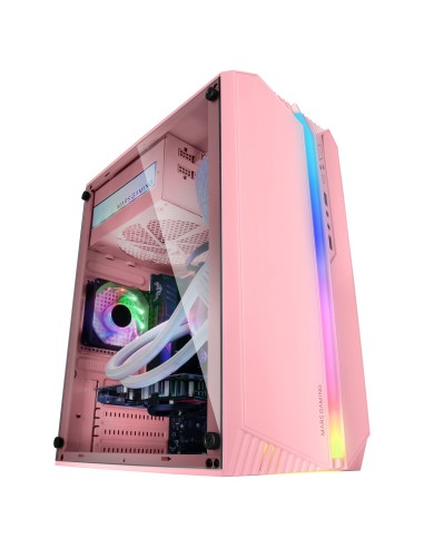 Mars Gaming MC-S1, Caja PC Compacta Gaming Micro-ATX, Iluminación ARGB 12 Modos, Ventilador FRGB, Ventana Lateral Completa RGB,