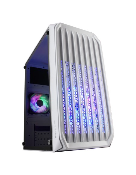 Mars Gaming MC-S2, Caja PC Compacta Gaming Micro-ATX, 2 Ventiladores FRGB Raibow con Rejilla Frontal, Ventana Lateral Completa,