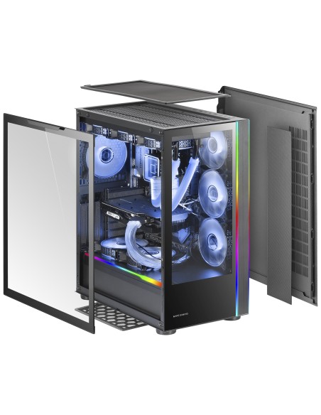 Mars Gaming MC-ULT, Caja Gaming Custom XXL E-ATX, Doble Cristal Templado 90º Sin Marco + Puerta Lateral, Soporte Completo