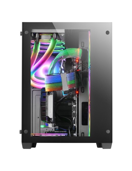 Mars Gaming Torre Gaming Custom XXL E-ATX, Ventana Cristal Templado Lateral y Frontal, Estructura Modular Doble Cámara, MCV3,