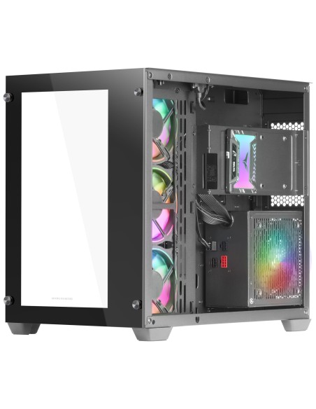 Mars Gaming Torre Gaming Custom XXL E-ATX, Ventana Cristal Templado Lateral y Frontal, Estructura Modular Doble Cámara, MCV3,