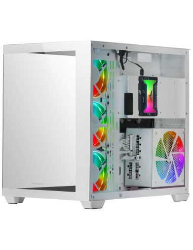 Mars Gaming MCV4 Blanco, Torre Gaming Custom XXL E-ATX, Ventana Cristal Templado Lateral y Frontal Sin Marco, Estructura