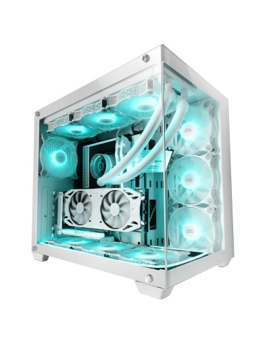 Mars Gaming MCV4 Blanco, Torre Gaming Custom XXL E-ATX, Ventana Cristal Templado Lateral y Frontal Sin Marco, Estructura