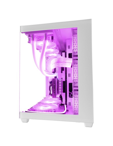Mars Gaming MCV4 Blanco, Torre Gaming Custom XXL E-ATX, Ventana Cristal Templado Lateral y Frontal Sin Marco, Estructura