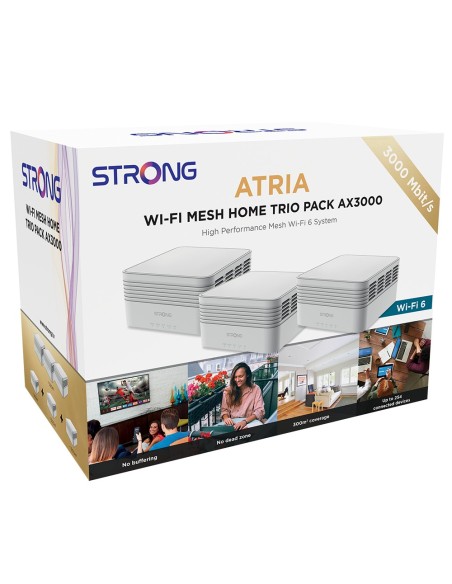 Strong MESHTRIAX3000 sistema Wi-Fi Mesh (Wi-Fi en malla) Doble banda (2,4 GHz   5 GHz) Wi-Fi 6 (802.11ax) Blanco 3 Interno