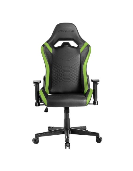 Mars Gaming MGC-PRO, Silla Gaming Profesional, Acabado Cuero PU, Reposabrazos 2D y Respaldo Reclinable 135°, Cojines Lumbar y