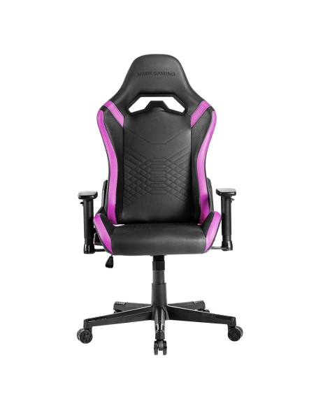 Mars Gaming MGC-PRO, Silla Gaming Profesional, Acabado Cuero PU, Reposabrazos 2D y Respaldo Reclinable 135°, Cojines Lumbar y