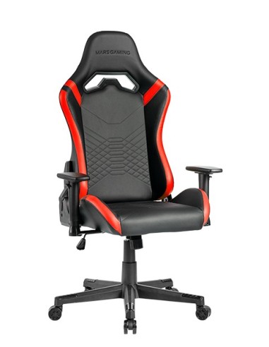 Mars Gaming MGC-PRO, Silla Gaming Profesional, Acabado Cuero PU, Reposabrazos 2D y Respaldo Reclinable 135°, Cojines Lumbar y