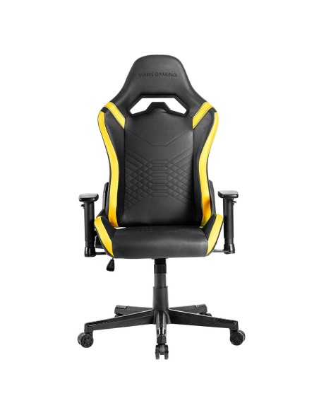 Mars Gaming MGC-PRO, Silla Gaming Profesional, Acabado Cuero PU, Reposabrazos 2D y Respaldo Reclinable 135°, Cojines Lumbar y