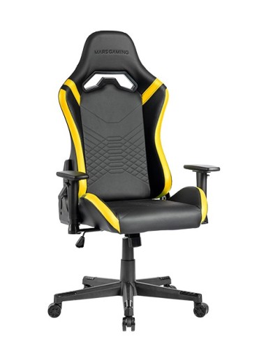 Mars Gaming MGC-PRO, Silla Gaming Profesional, Acabado Cuero PU, Reposabrazos 2D y Respaldo Reclinable 135°, Cojines Lumbar y