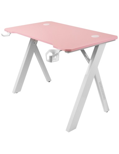 Mars Gaming MGD100RGB, Mesa Gaming Ergonómica RGB, Alfombrilla XXL, Soporte Auriculares y Bebida, Escritorio PC, 100x60cm, Rosa