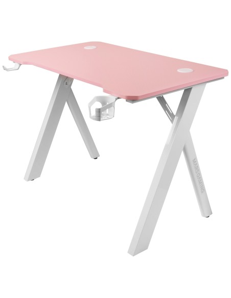 Mars Gaming MGD100RGB, Mesa Gaming Ergonómica RGB, Alfombrilla XXL, Soporte Auriculares y Bebida, Escritorio PC, 100x60cm, Rosa