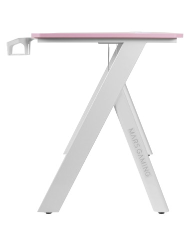 Mars Gaming MGD100RGB, Mesa Gaming Ergonómica RGB, Alfombrilla XXL, Soporte Auriculares y Bebida, Escritorio PC, 100x60cm, Rosa