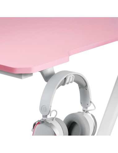 Mars Gaming MGD100RGB, Mesa Gaming Ergonómica RGB, Alfombrilla XXL, Soporte Auriculares y Bebida, Escritorio PC, 100x60cm, Rosa