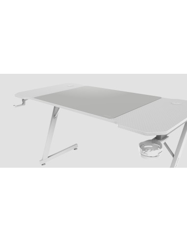 Mars Gaming MGD-X140, Mesa Gaming Ergonómica, Superficie en Fibra de Carbono, Estructura Metálica, Alfombrilla XXL, Soporte