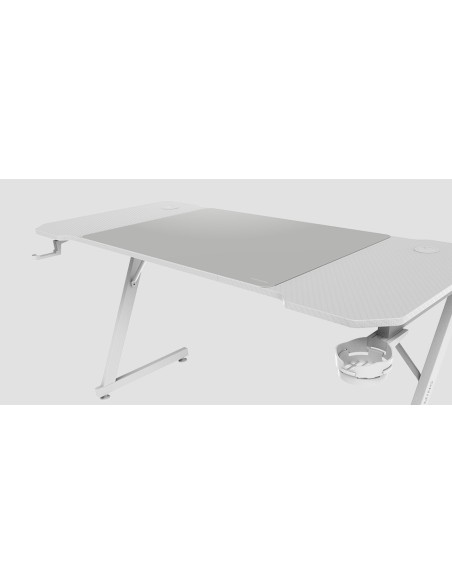 Mars Gaming MGD-X140, Mesa Gaming Ergonómica, Superficie en Fibra de Carbono, Estructura Metálica, Alfombrilla XXL, Soporte