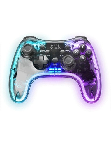 Mars Gaming Gamepad Inalámbrico 2.4GPRO, Neon RGB, Vibración Háptica Dual, Joysticks Analógicos, Mando para PC, PS3, PS4,