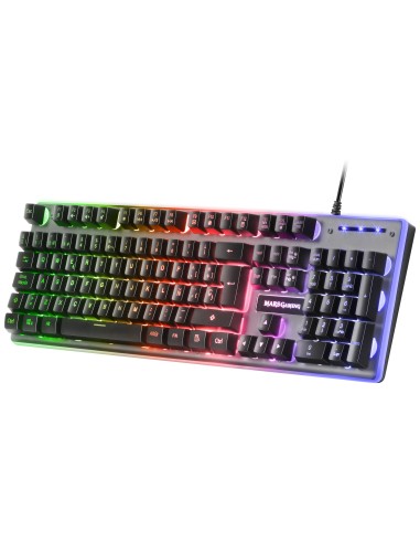 Mars Gaming MK220FR, Teclado Gaming H-Mech, FRGB Rainbow y Halo, Antighosting, Idioma Francés