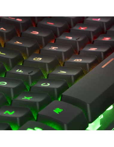 Mars Gaming MK220FR, Teclado Gaming H-Mech, FRGB Rainbow y Halo, Antighosting, Idioma Francés