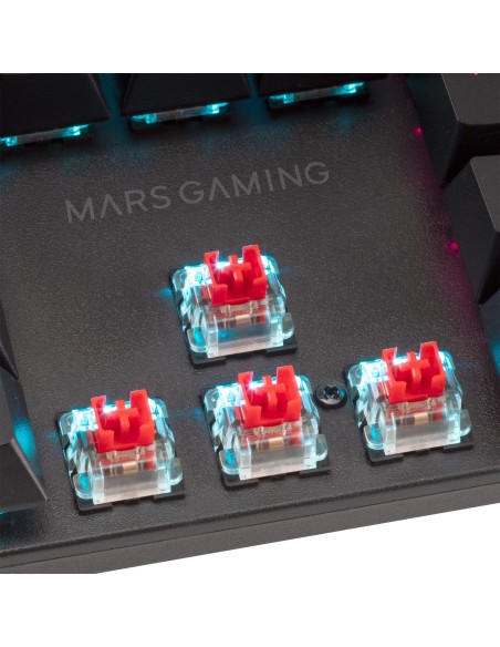 Mars Gaming MK422 Negro, Teclado Mecánico Gaming RGB, Antighosting, Switch Mecánico Rojo, Idioma Italiano