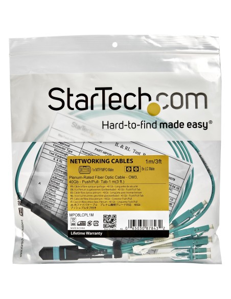 StarTech.com MPO8LCPL3M Cable de fibra óptica e InfiniBand 3 m MPO MTP 8x LC Color aguamarina