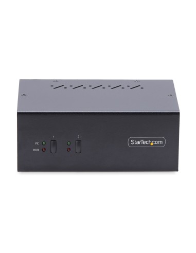 StarTech.com Switch KVM de 2 Puertos DisplayPort para 2 Monitores - Conmutador KVM 4K60Hz - Hub Ladrón 2x USB 5Gb - Hub 2x USB