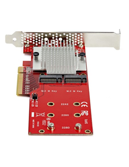 StarTech.com Tarjeta Adaptadora para 2 SSD M.2 PCIe SSD - Dos SSDs NVMe o AHCI M.2 SSD a x8 x16 PCI Express 3.0 - Compatible
