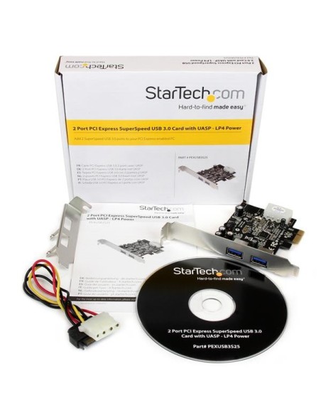 StarTech.com Adaptador Tarjeta Controladora PCI Express PCI-E 2 Puertos USB 3.0 con Alimentación Molex y UASP