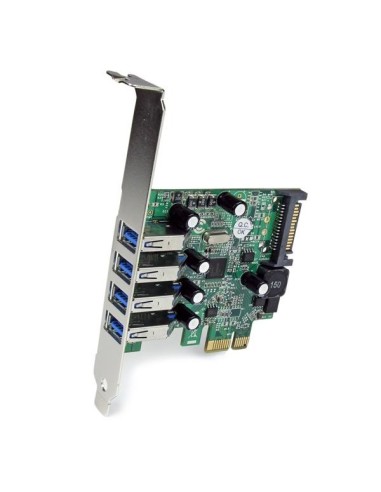 StarTech.com Tarjeta Adaptador PCI Express PCI-E USB 3.0 con UASP de 4 Puertos - Alimentación SATA