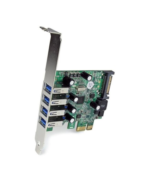 StarTech.com Tarjeta Adaptador PCI Express PCI-E USB 3.0 con UASP de 4 Puertos - Alimentación SATA