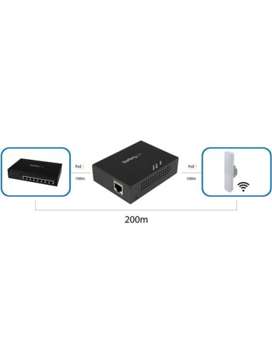StarTech.com Gigabit PoE+ Extender - 802.3at af - 100m