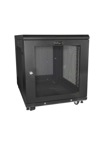 StarTech.com Armario Rack para Servidores 12U 19" 4 Columnas - Rack de Servidores con Cerradura y Seguro - Rack con Ruedas y
